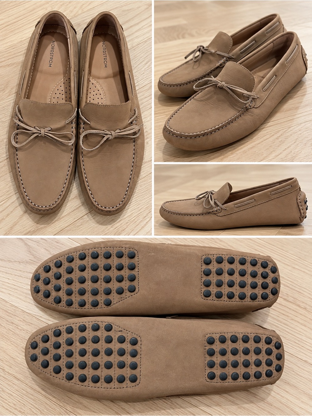 Nordstrom Men's Beige Suede Driving Moccasins